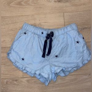 Light blue aerie pajama bottoms with navy blue stars, size XS